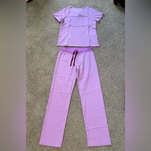 FIGS Lilac purple scrubs, Livingston bottom size S and Catarina top size S